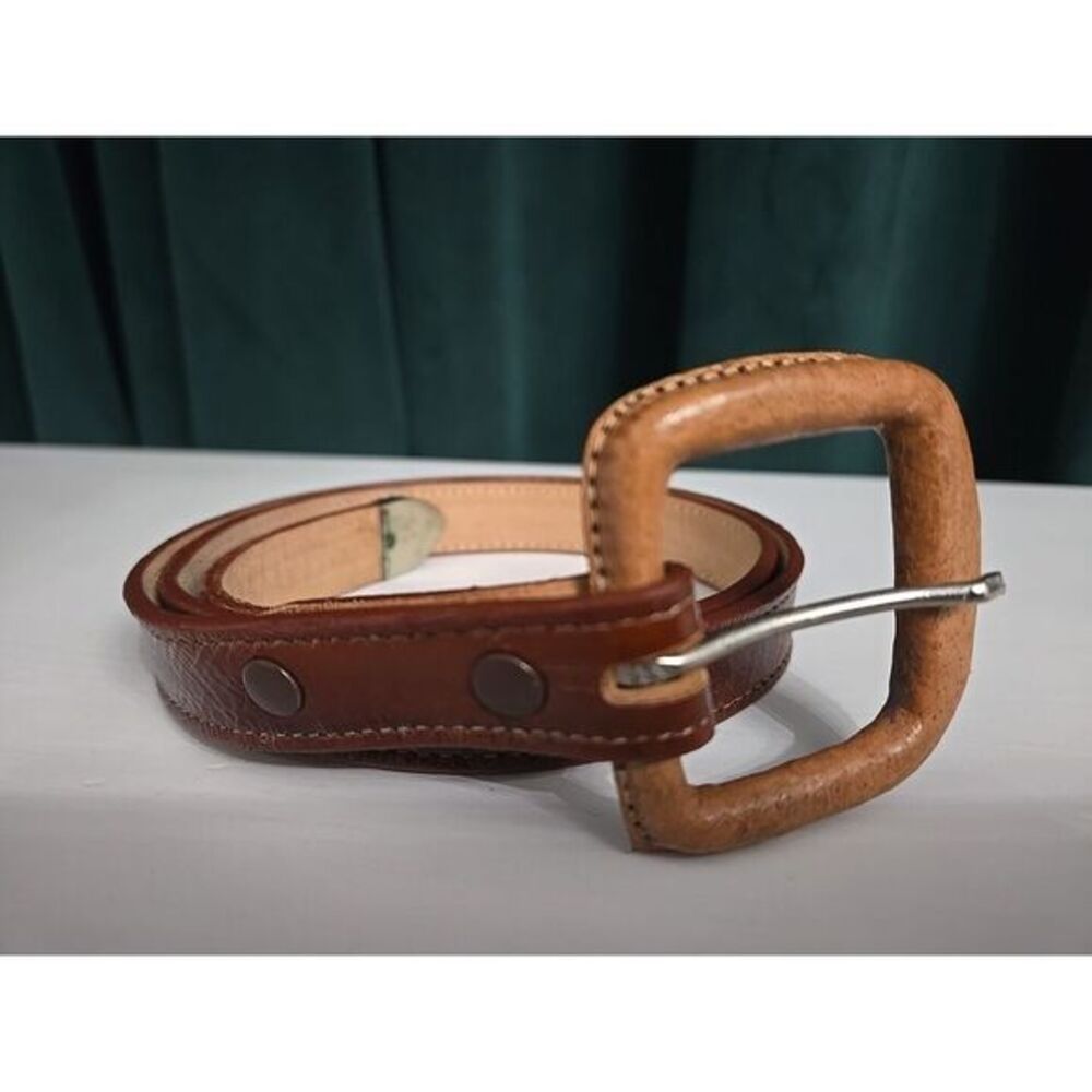 Justin 3009R Brownish Red Eel Skin Belt Size 28, Tan Leather Buckle